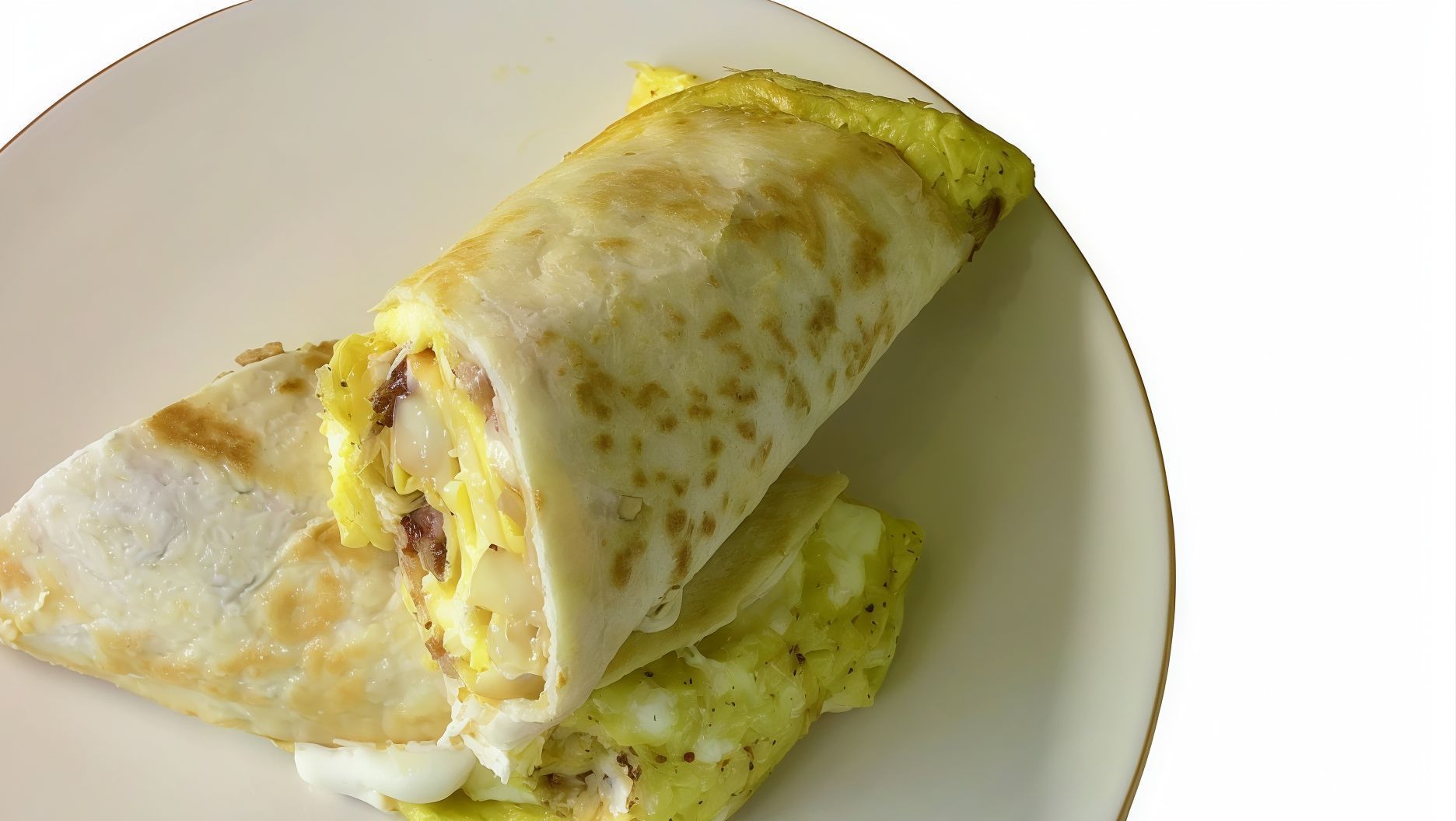Rolled egg sandwich with cottage cheese