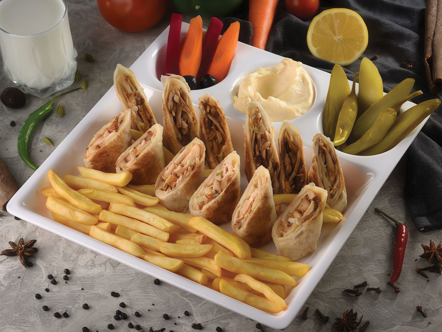 Double Arabic Chicken Shawarma Meal