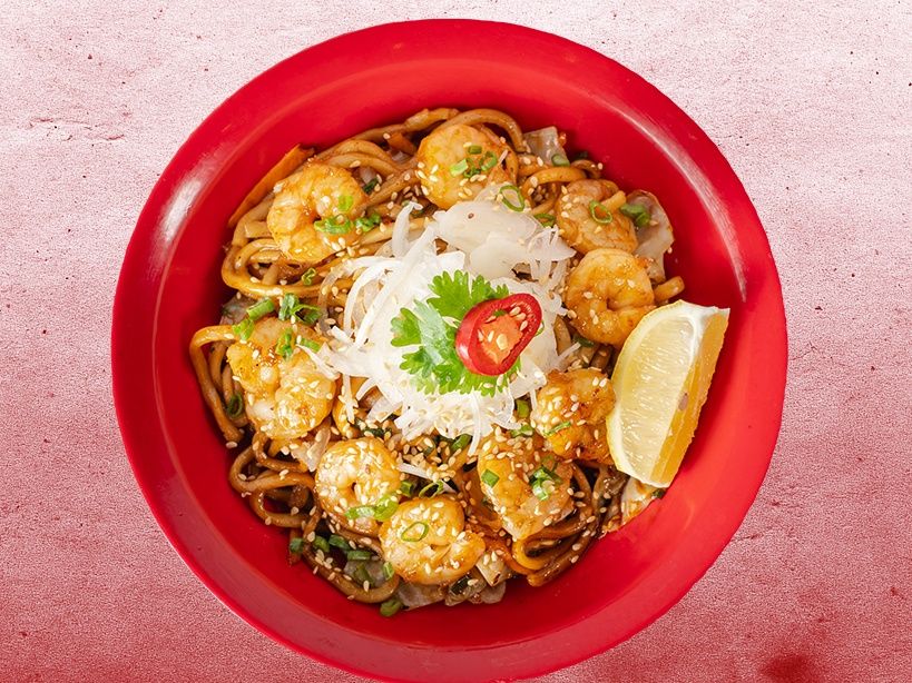 Korean garlic shrimp noodles