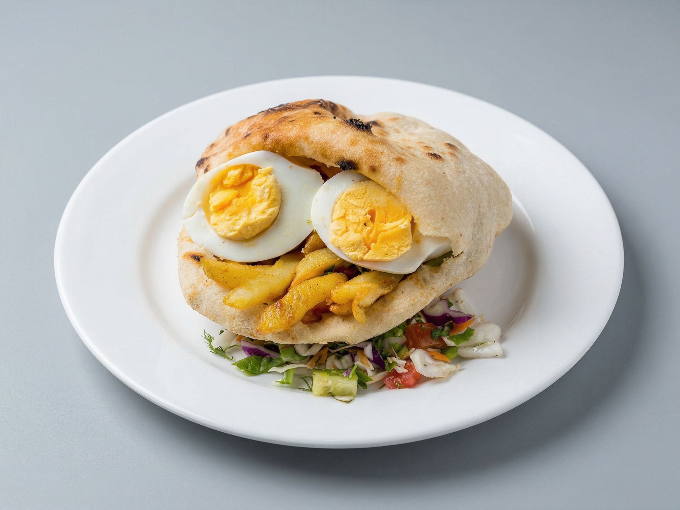 Finger Fries With Boiled Eggs Sandwich