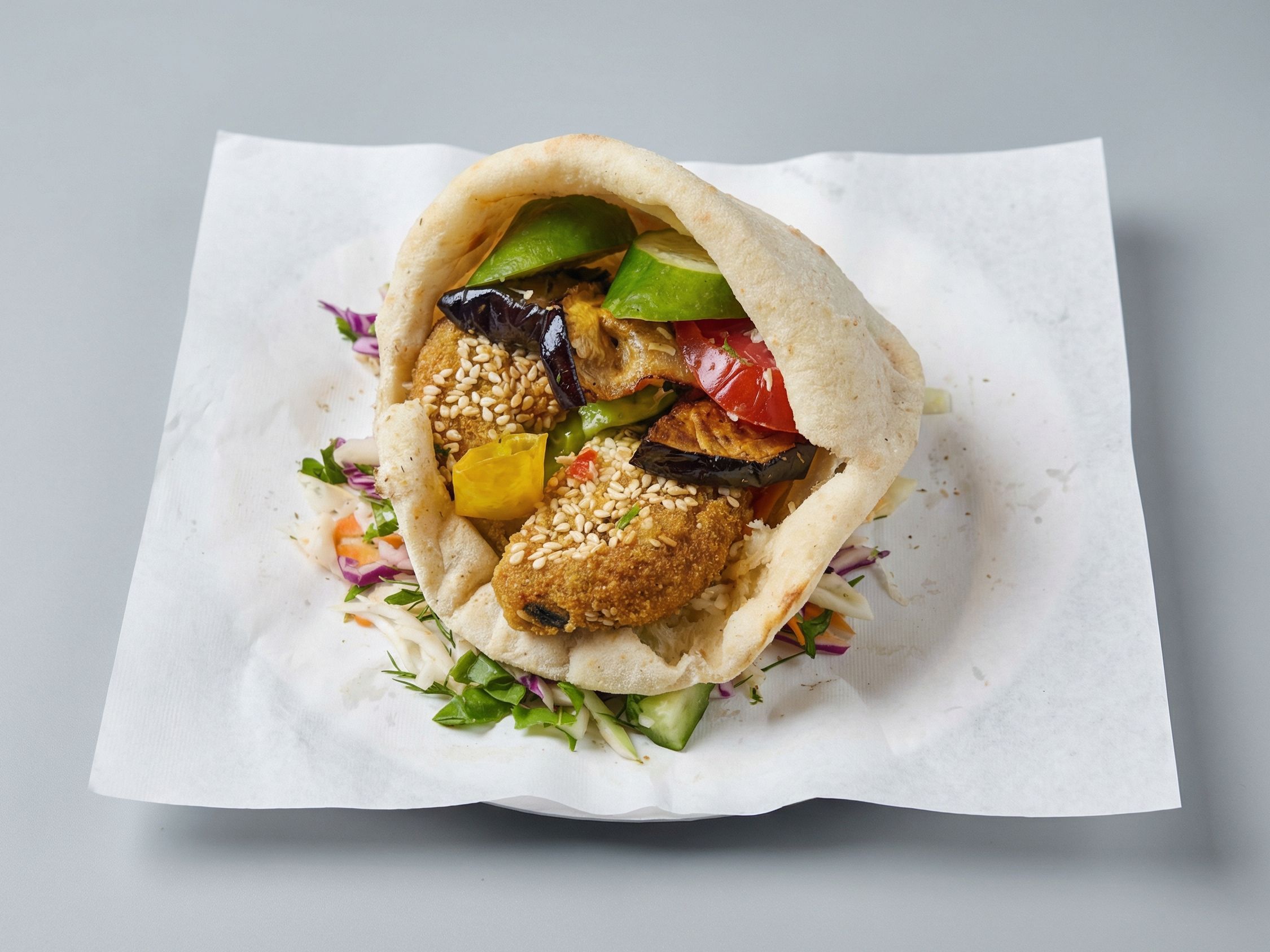 Taamia With Fried Eggplant Sandwich