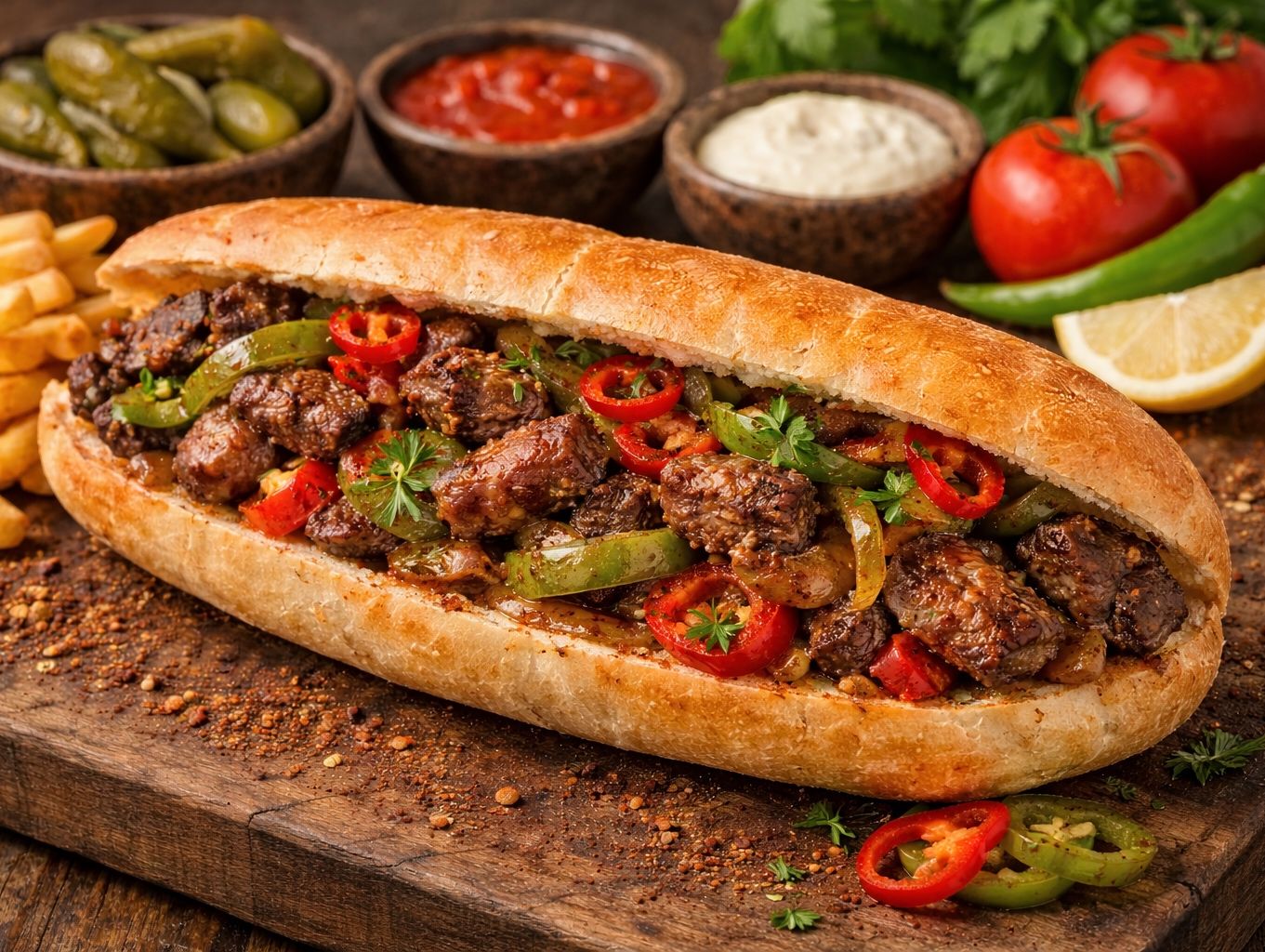 Oriental sausage sandwich