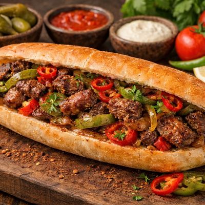 Oriental sausage sandwich
