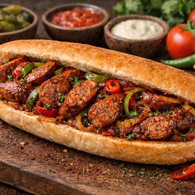 Smoked sausage sandwich