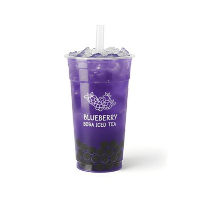 Blueberry Flavor With Bubbles Boba Iced Tea