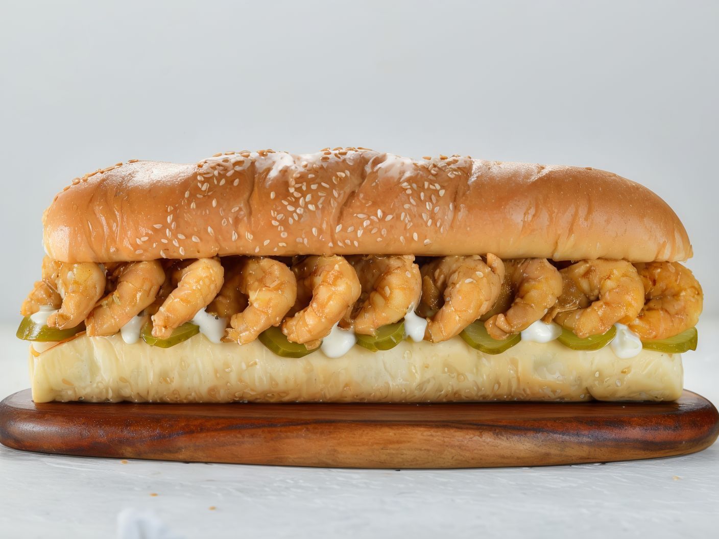 Fried Shrimp With Tartar Sauce Sandwich