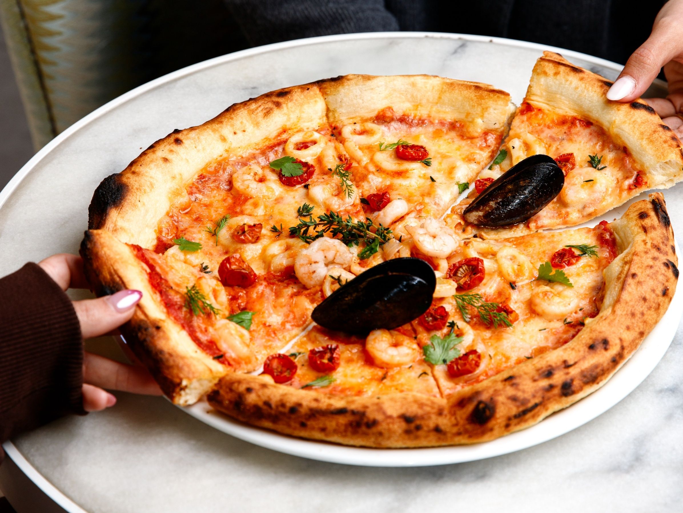 Seafood pizza
