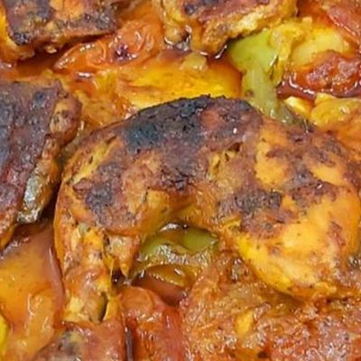 Oven-baked chicken and potato casserole
