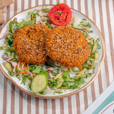 Large charcoal falafel patty