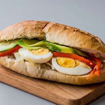 ساندويش بيض مسلوق وبطاطس مقلية