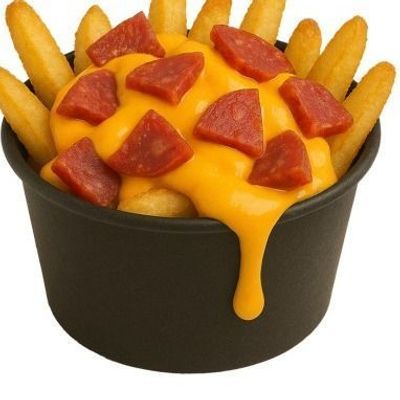 Potatoes With Hot Dog Slices And Cheddar Sauce