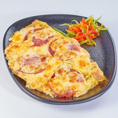 Halloumi Omelette With Salami