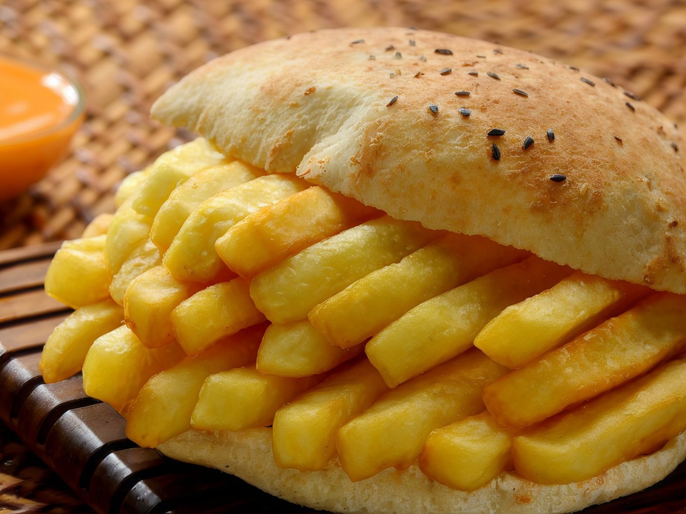 French Fries With White Cheese Sandwich