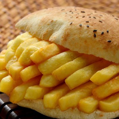 French Fries With White Cheese Sandwich