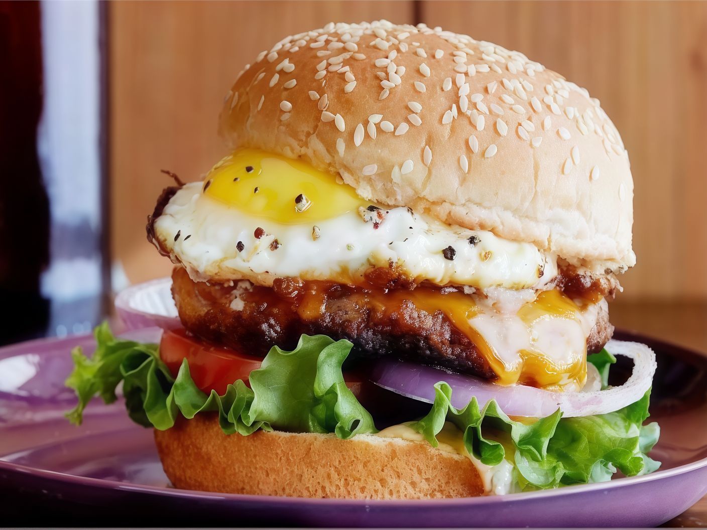 Burger sandwich with egg