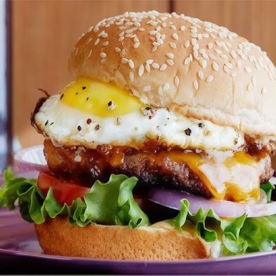 Burger sandwich with egg