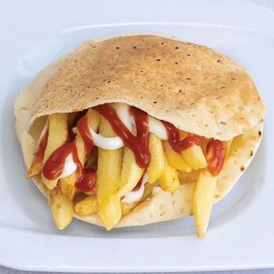Ketchup and mayonnaise fingers sandwich