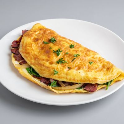 Fried egg sandwich with pastrami