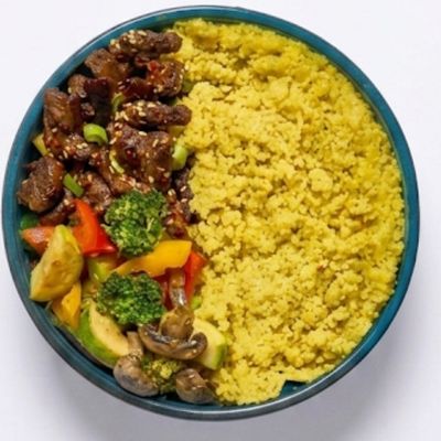 Spicy Asian Beef with Rice and Cauliflower