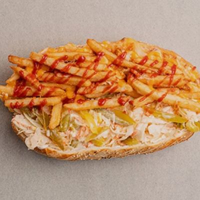 Potato with coleslaw sandwich