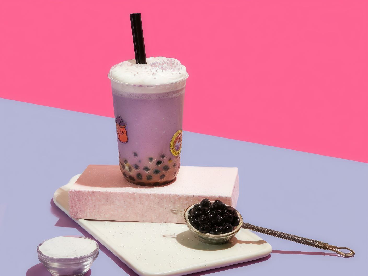 Taro Creme Cheese Frappe With Tapioca Pearls