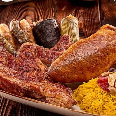 Pigeon with half grilled chicken
