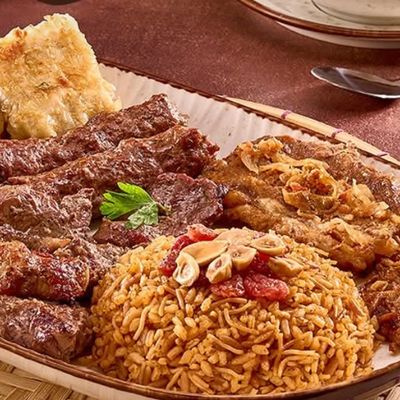 Steak with grilled items