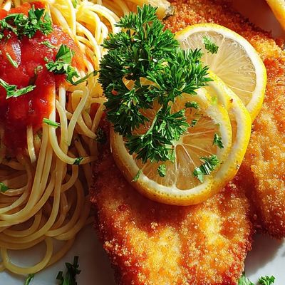 Quarter Escalope Meal with Spaghetti