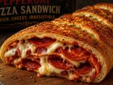 Smoked pepperoni pizza sandwich