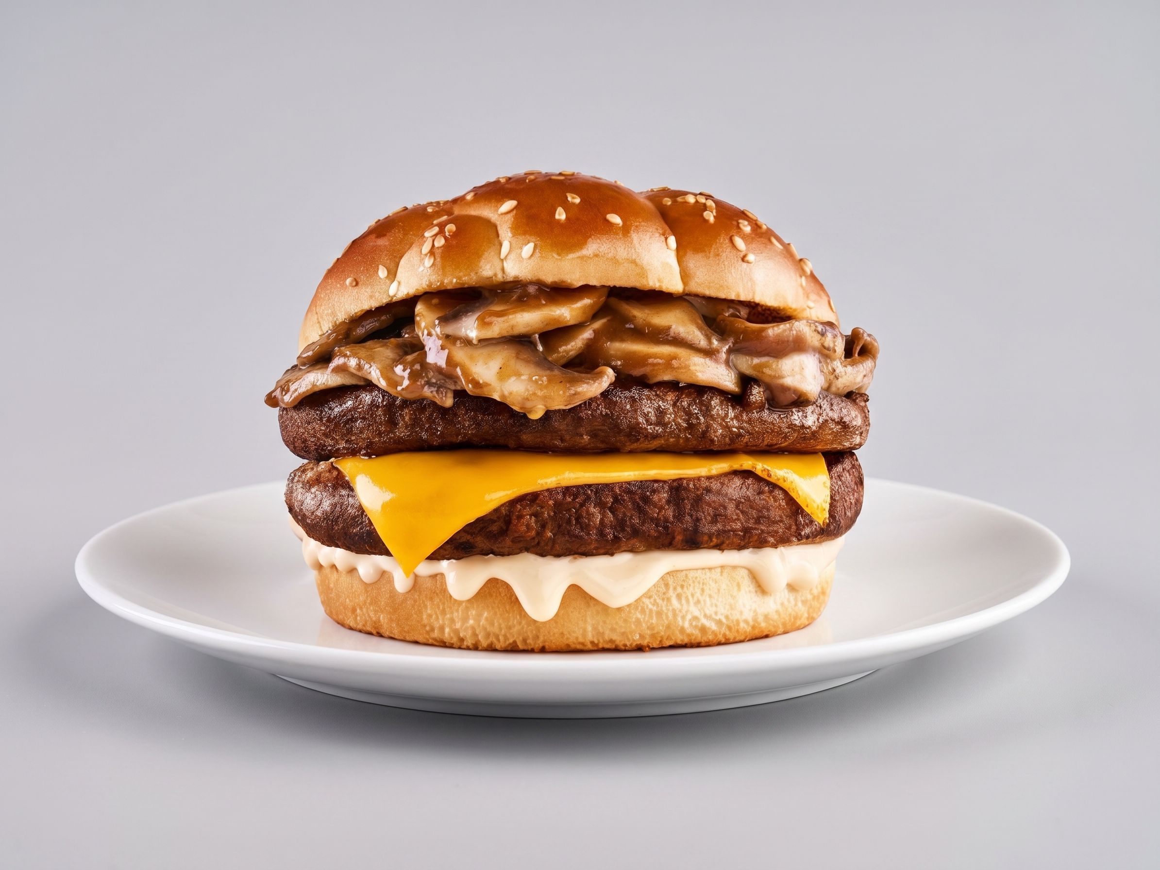 Creamy Mushroom Beef Burger Sandwich