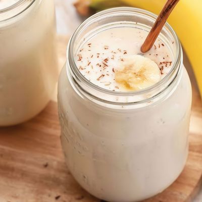 Banana with milk and dates cocktail