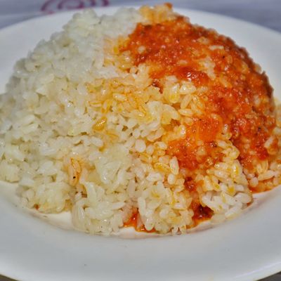 Rice with vinegar and garlic