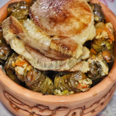 Red Meat Tagine With Vine Leaves