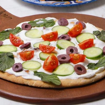 Light Turkish labneh with vegetables manoucheh