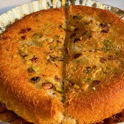 Kunafa with cream and Nutella