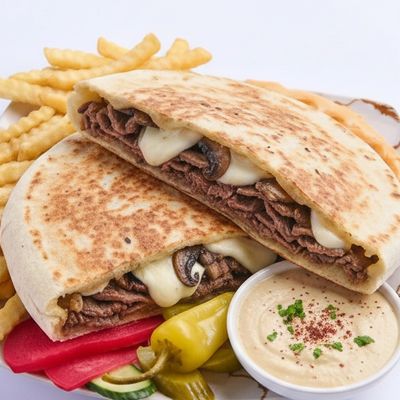 Two Meat Shawarma Discs With A Tortilla