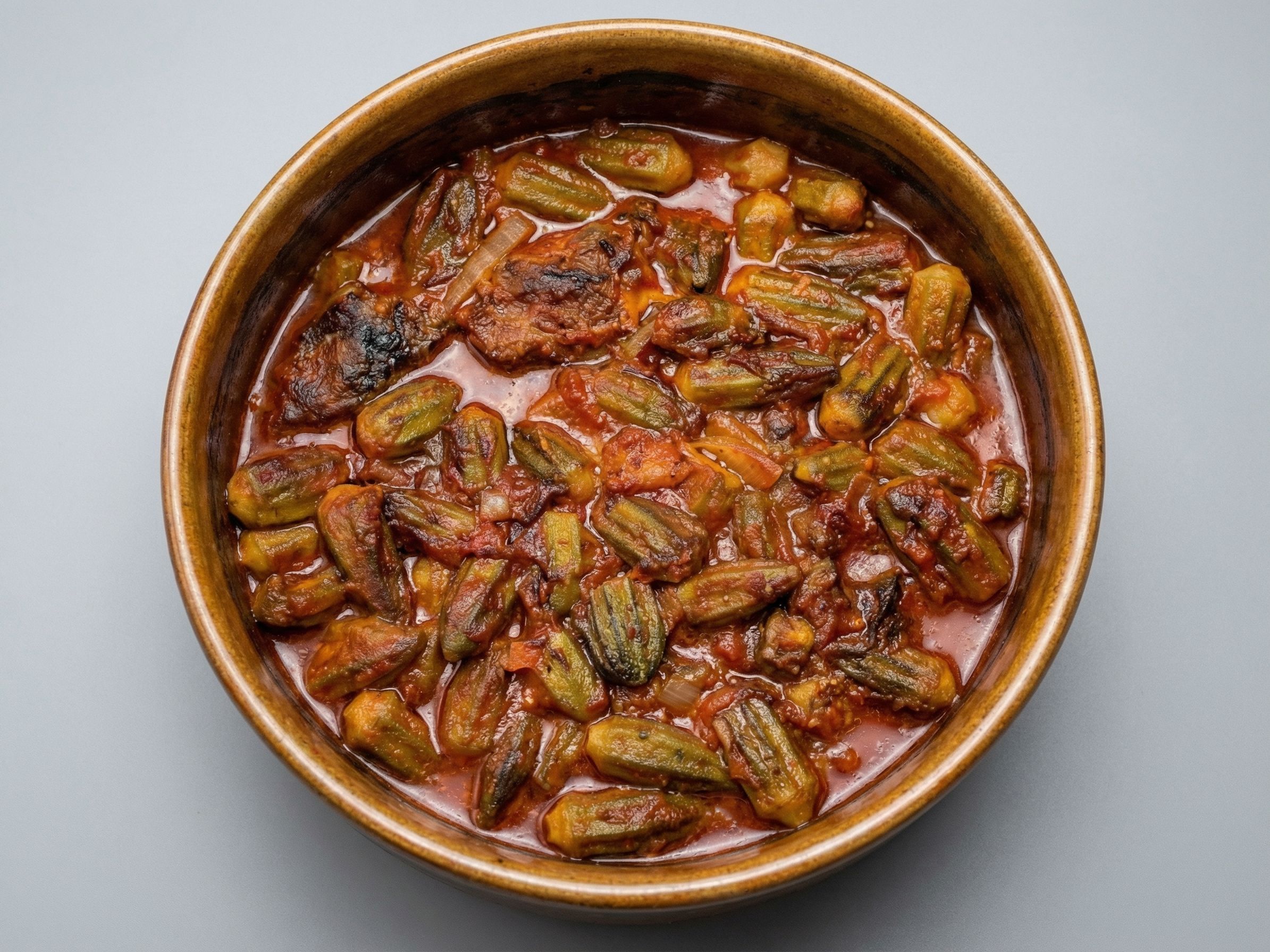 Okra With Veal Meat Tajine
