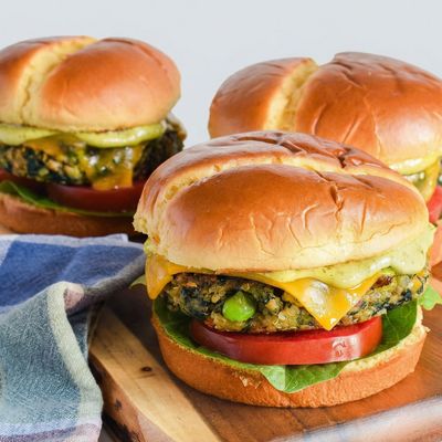 Green Burger with Cheddar Cheese