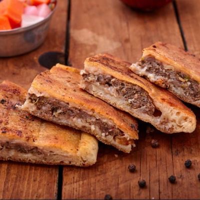 Mozzarella meat hawawshi.
