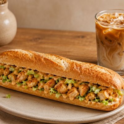 Ice Spanish Latte + Chicken Sandwich