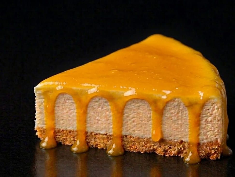 Mango cheesecake slice