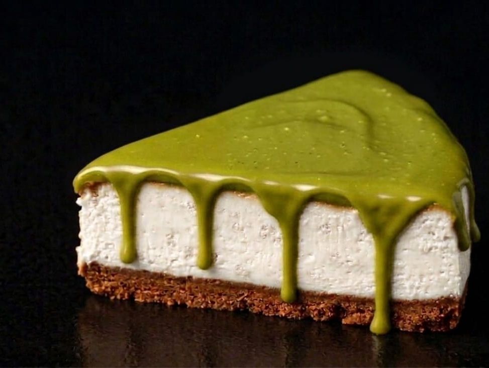 Caramel Pistachio Cheesecake Slice