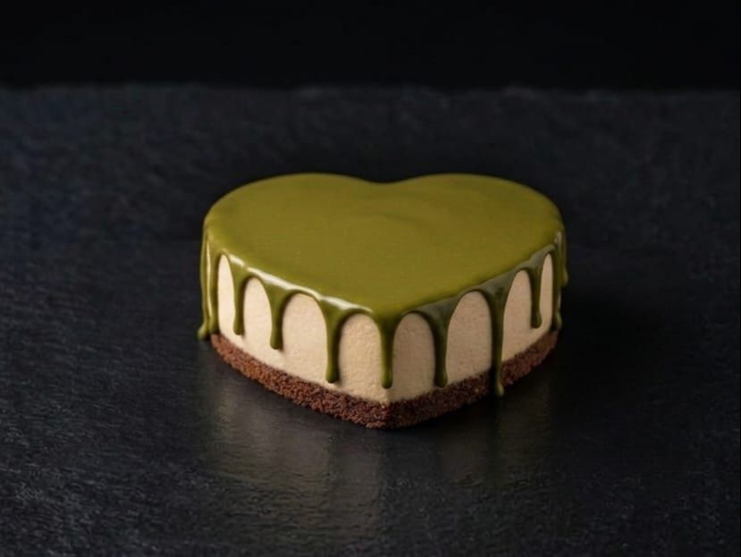 Caramel Pistachio Cheesecake Heart