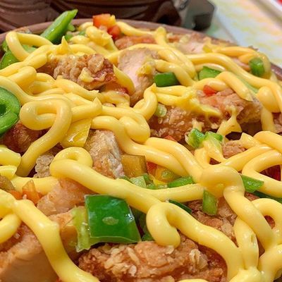 أرز بسمتي بالفرن مع دجاج مقرمش