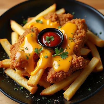 Cheesy Fries With Chicken Strips