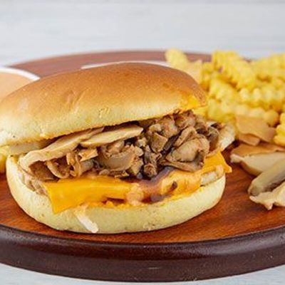 Double meat burger mushroom