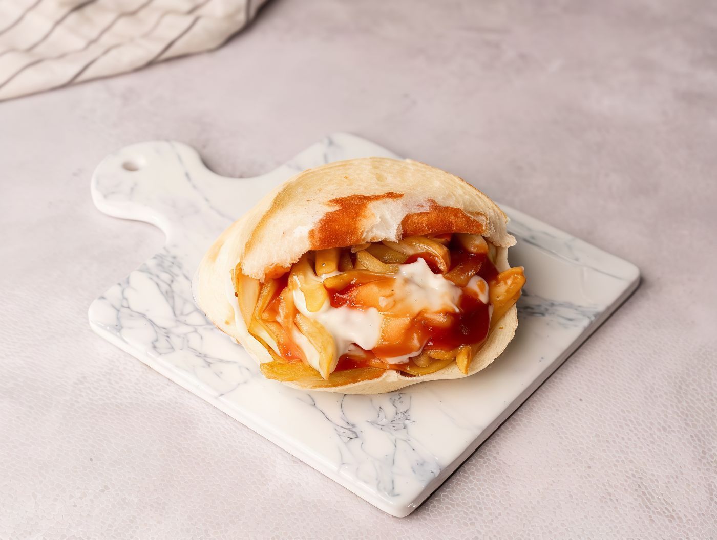 Potatoes With Ketchup + Mayonnaise Shami Sandwich