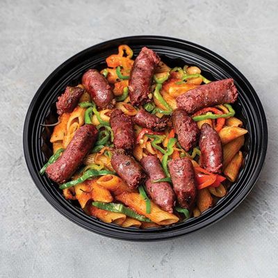 Pasta with red sauce and sausage