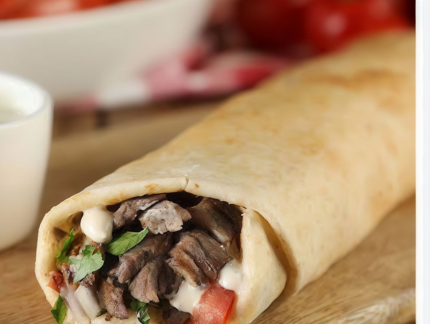 Meat Shawarma Sandwich Lebanese Bread