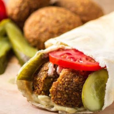 Syrian Pickled Lemons with Safflower Falafel Taamia Sandwich